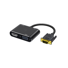 Adaptateur VGA vers VGA compatible avec convertisseur audio 3,5 mm et prise en charge du double affichage pour projecteur