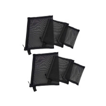 Zipper Mesh Bags, Pack of 6 (S/M/L), Beauty Makeup Cosmetic Accessories Organizer, Travel Toiletry Kit Set, Black