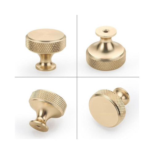 30 Pack 1.2 Inch Brushed Gold Cabinet Knobs Knurled Kitchen Cabinet Knobs Gold Drawer Knobs Round Dresser Knobs 2