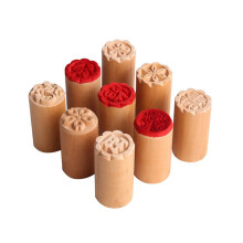 Wooden Mooncake Stamps Hand Pressure Cake Maker Mold Traditional Chinese Moon Cake Stamps Manual Round Wooden