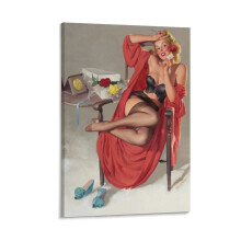 Gil Elvgren 1950'ernes pin-up pige kunsttryk (48) Lærredsplakat, 16x24 tommer, Vintage vægkunst, Boligindretning, Gave