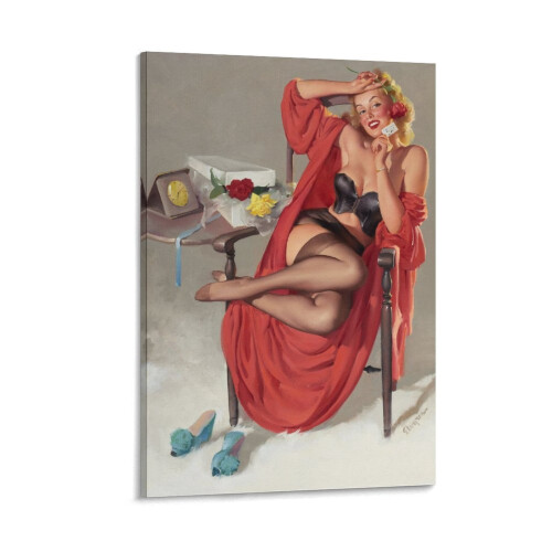 Εκτύπωση Τέχνης Gil Elvgren Pin-Up Girl της δεκαετίας του 1950 (48) Αφίσα σε καμβά, 16x24 ίντσες,