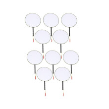 Lot de 10 éventails vierges de 21 cm pour enfants, à peindre soi-même. Éventail en tissu de soie avec poignée en plastique et manche rond.
