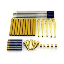 Kit de stylos fins et élégants en bois tourné, ensemble de 5, finition dorée, mécanisme à rotation