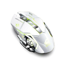 Souris de jeu sans fil LED (blanche) avec capteur optique et rechargeable par USB pour PC et ordinateur portable