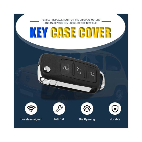 3 Button Replacement Keyless Entry Remote Car Flip Key Shell Fob Case for  Beetle 2