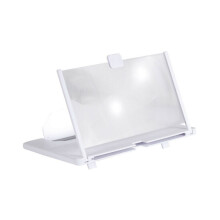 (Blanc) Loupe d'écran de téléphone portable 3D HD pliable et réglable avec support et amplificateur, portable