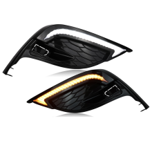 White/Amber LED DRL Front Fog Daytime Running Light Sequential Turn Si