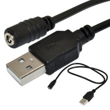 Cablu de alimentare Pretty Comy Black50cm Pro USB2.0A cu mufă masculină la mufă de alimentare DC 1.35x3.5mm, tip cilindru, tip femelă