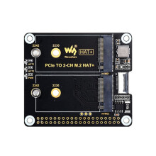 Waveshare for Raspberry Pi 5 Dual Channel PCIe to M.2 Expansion Board NVMe SSD HAT+ Standard High Speed Read/Write Boot Board