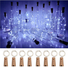Wine Bottle Lights with Cork, 8 Pack Starry Fairy Lights Battery Operated, 6.6ft 20LED Cork Shape Silver Copper Wire String Lights for Party Christmas