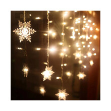 (Warm White) Christmas LED Snowflake Lights Hanging Icicle Curtain Xmas Lamp Decor