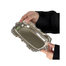 Plateau de service vintage en acier inoxydable gaufré pour desserts, rangement de bijoux ou assiette à apéritifs, décoration de table