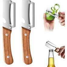 Multifunctionele 2-in-1 groenteschiller, 2 stuks, met ultrascherpe roestvrijstalen messen en ergonomische houten handgreep