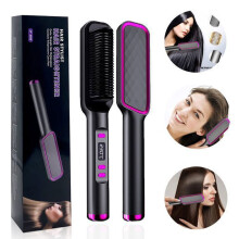 Elektrische Glättbürste für Glätten und Locken, 30 Temperaturstufen, Hitzeschutz, schnelles Aufheizen, Haarstyling-Bürste