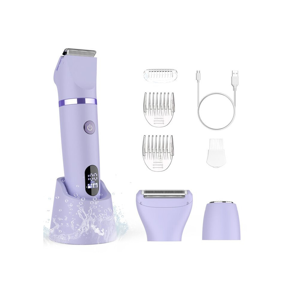 Purple 3-In-1 WomenâS Epilator, Bikini Trimmer, Body Trimmer, Ipx7 Waterproof, Led Display,