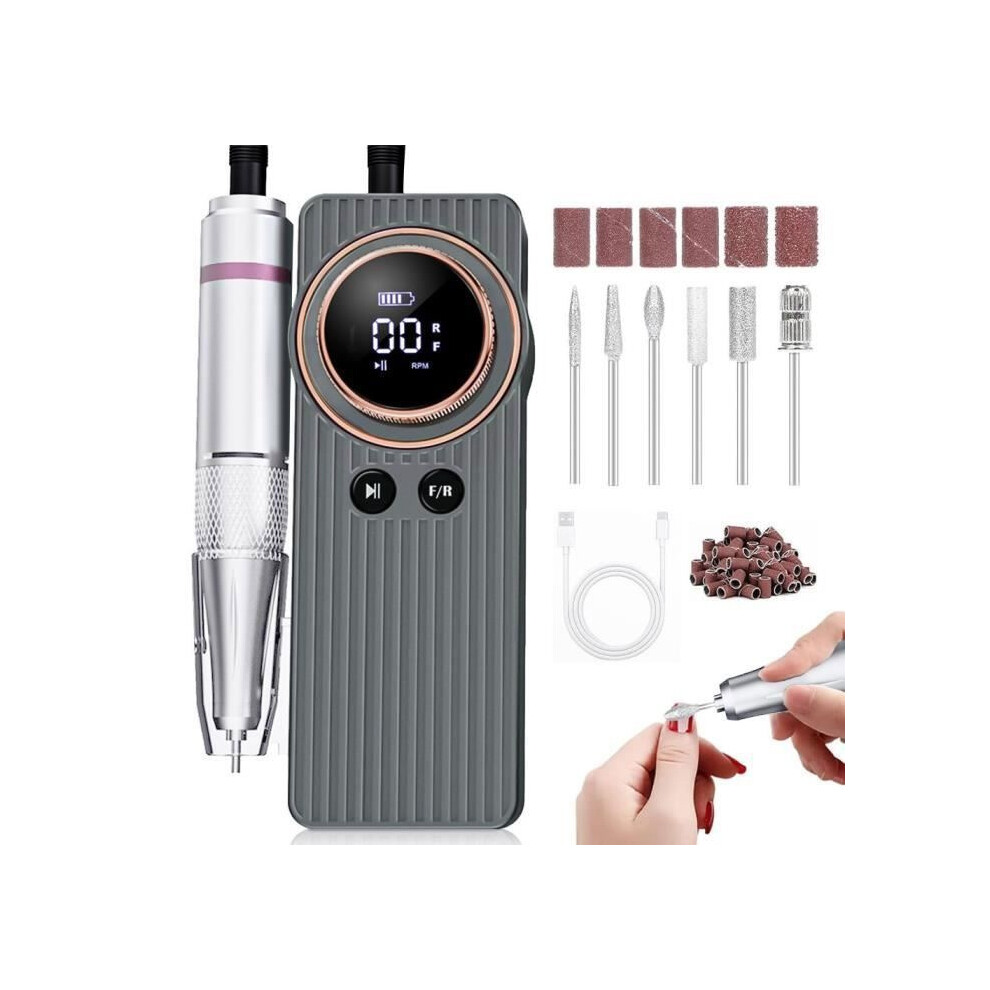 Professional Nail Drill Machine, 35000 RPM Electric Nail File, 2400mAh Rechargeable, LED Display, 62 Nail Drill Bits, For Home and Salon Use