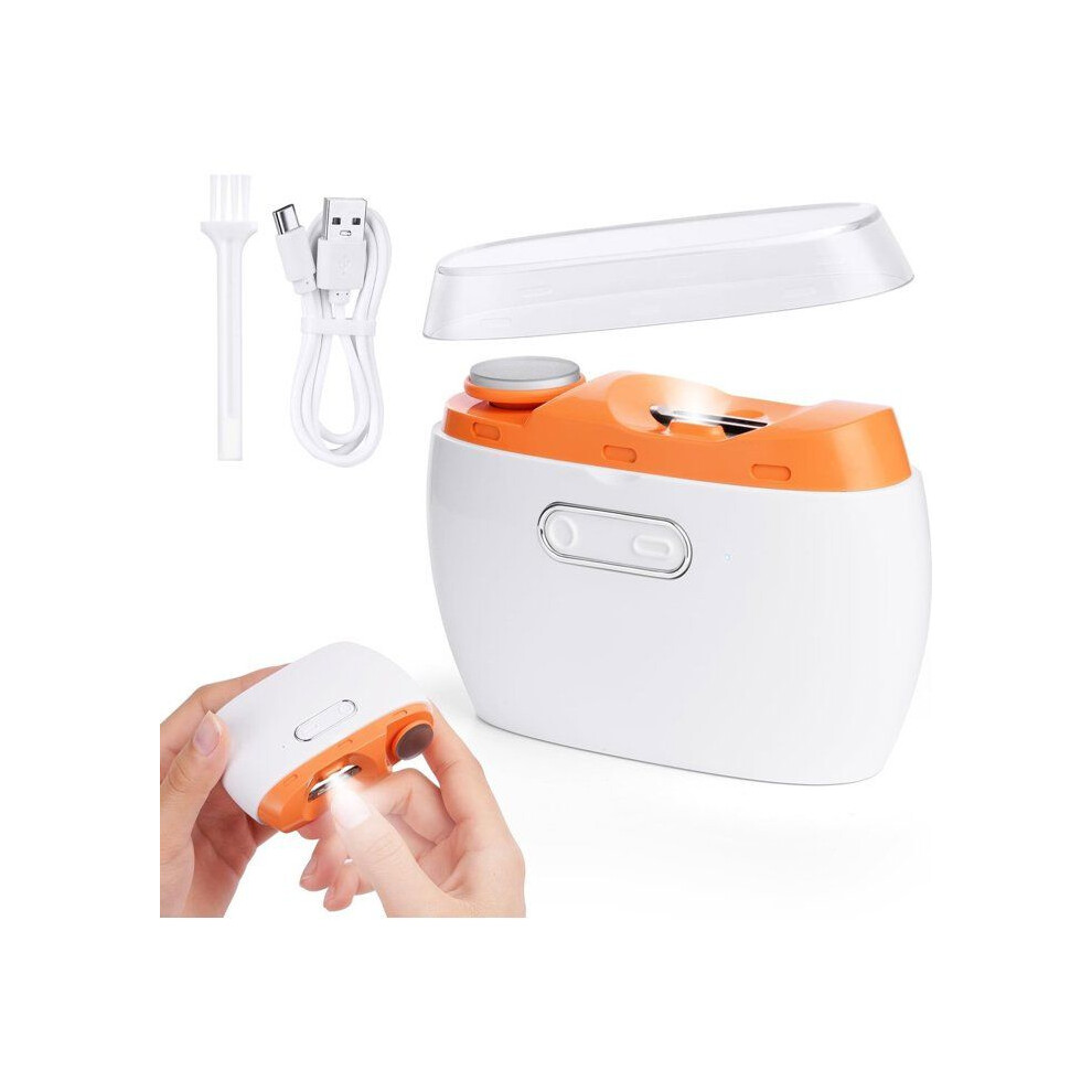 Electric Nail Clipper and File with LED Light and Nail Clipping Storage for Home Use
