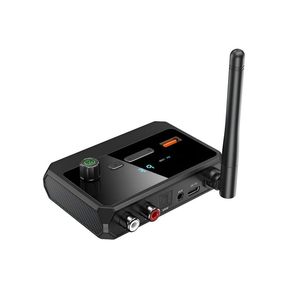 Bluetooth 5.3 Audio Receiver, Usb Aux Rca, Hd Sound, Low Latency, Plug And Play, Portable, Black 6083684373220