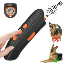 Portable Ultrasonic Dog Bark Deterrent Device, Rechargeable, 3 Modes, 20-25kHz Frequency, Black Compact Design