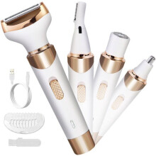 Rasoio elettrico donna 4 in 1 per zone intime indolore, viso, naso e ascelle, depilatore compatto per uso quotidiano interno ed esterno