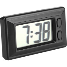 Orologio digitale LCD da cruscotto con visualizzazione di ora e data, installazione su pannello, nero compatto e moderno