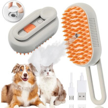 Cepillo de vapor para animales 3 en 1 con masaje de silicona, limpieza de pelo y diseño compacto para uso doméstico