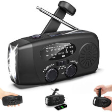 Solar Survival Radio 2000 mAh AM FM WB NOAA LED Flashlight SOS Emergency Portable