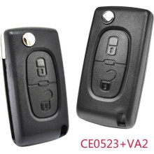 Custodia in silicone a 2 pulsanti per chiave auto, compatibile con Peugeot 308 207 307 3008 5008 807 Expert Citroën C2 C3 Picasso C4 C8 CE0523