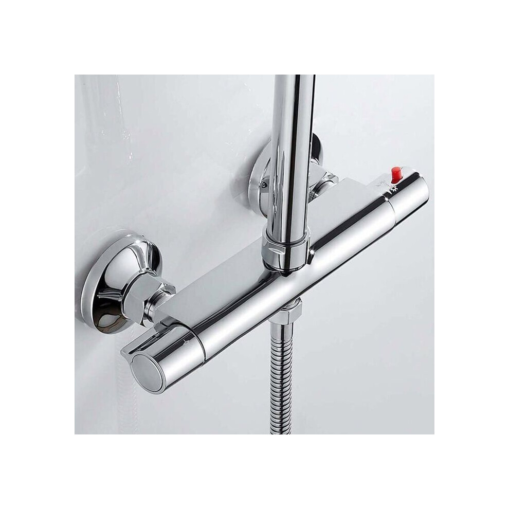 Thermostatic Shower Mixer Valve, 2 Outlets, Anti-Scald, Chrome-Plated Brass, Wall Mounted 6083684374821