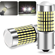 Set di 2 lampadine LED 1156 BA15S P21W bianche per auto, 144 LED, super luminose, impermeabili, per luci di retromarcia