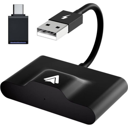 Wireless Android Auto Adapter, Low Power OTA Upgrade, Black, Compact Plug and Play for Car Use