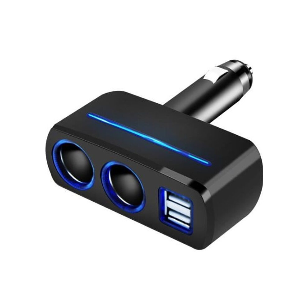 12V Multi Socket Car Charger With 2 Cigarette Er Ports, 2 Usb Ports And Built In Led Light 6083684374777