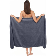 Extra Large Bath Towel 100 x 200 cm Microfiber Cotton, Soft, Highly Absorbent, Ideal for Sauna and Spa, Grey
