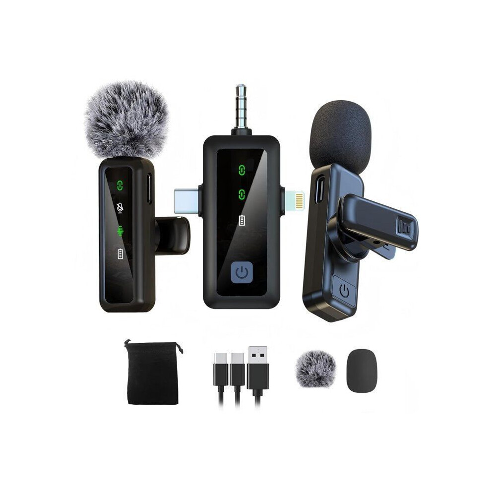 Wireless Lavalier Microphone For Iphone, Android And Ipad, For Video Recording, Streaming, Interviews, Vlogging And Tiktok Black 6083684376191