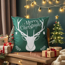 Fundas de almohada navideñas de lino suave de 45 x 45 cm (18 x 18 pulgadas)