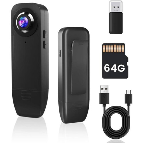 1080P Wireless Mini Security Camera with 1000mAh Battery, No WiFi, Includes 64GB Memory Card