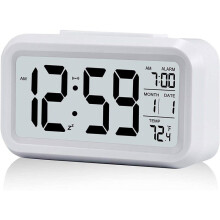 Digitaler Wecker mit großem LCD-Display, Anzeige von Uhrzeit, Datum und Temperatur, Schlummerfunktion und automatischer Beleuchtung