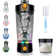 Shaker protéiné électrique 650 ml avec compartiment à poudre pour poudres, noir, pratique et portable