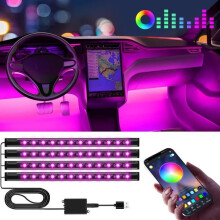Innenraumbeleuchtung fürs Auto LED Innenraumlampe Zubehör mit App-Steuerung für stimmungsvolle Beleuchtung im Fahrzeug
