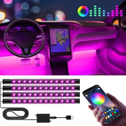 Car Interior LED Light, Interior Car Accessory with App Control, Ambient Lighting for Vehicle Cabin