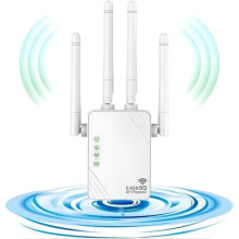 Athsheoltóir WiFi 1200Mbps, Neartóir Comhartha Beirte Banda 5 GHz agus 2.4 GHz, 2 Phort LAN, 4 Aintéine, Clúdach Cobhsaí don Teach]