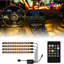 LED-Innenbeleuchtung für Auto, 4 Stück mit 48 LEDs, mehrfarbig, Unterarmaturenbrett-Beleuchtung, flexibel und langlebig