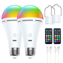 Lampa Leathlann LED E26 le Cianrialtán Cliste RGB, 3 Teocht Datha, 9W, 2 Phíosa, Soilsithe Te Solúbtha le haghaidh Seomra Ceantairéasáin