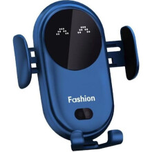 Chargeur sans fil de voiture, support de téléphone portable à induction rapide 15 W, pince intelligente infrarouge, bleu