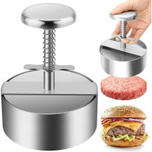 Pressa per hamburger in acciaio inox 304 regolabile, facile da usare, resistente e adatta a preparare hamburger perfetti in casa