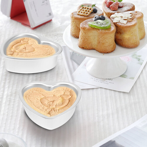 Moldes de aluminio para mini pasteles con forma de corazón, 5 piezas 2