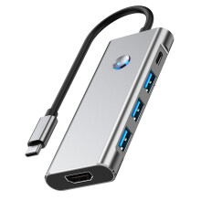 Aluminium-USB-C-Adapter mit 4K-HDTV-Ausgang, USB 3.0, schnelle