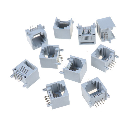 10 Stück RJ45 8P8C Netzwerksteckdose Computer Internet RJ11-Grau
