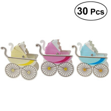 30 st bröllopsgodislåda barnvagnsformad festfavörspapper presentaskar evenemang festtillbehör (beige + blå + rosa)